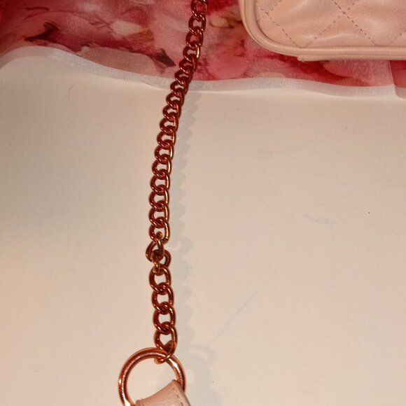 Pink Quilted Itzy Ritzy Crossbody Diaper Bag with Rose Gold Hardware - Picture 12 of 13